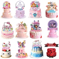 Hello Kitty Kuromi Birthday Cinnamoroll Cake Topper Party Decoration Cat Dog Cake Decor Flag Baby Sh