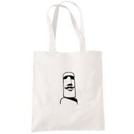 摩艾 鬍子 Moai 帆布包 購物袋 米白 原創 插畫 復活節島 石像