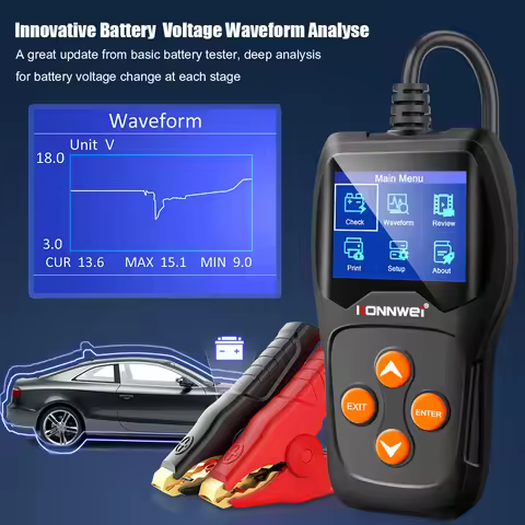 2025 New KONNWEi KW600 Car Battery Tester 6V 12V Real-time Battery Health Monitoring Charging Test A
