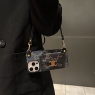 เคสโทรศัพท์มือถือแบบสะพายข้างสีน้ำเงินยีนส์พร้อมสายรัดสำหรับ Apple 16Promax รุ่นใหม่ iPhone 16 ระดับ