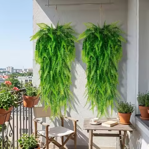 29Inch Fake Boston Ferns - Realistic Hanging Greenery for Indoor Outdoor Home Event Decor 1/2PCS