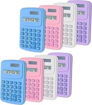 Basic Calculator Dual Power 8 Digit Silicone Button Desktop Calculator (4 Colors, Set of 8) (C, Pack
