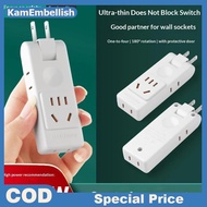 KamEm Wall Outlet Extender Ultra Slim 2500W 4 Outlets 180° Rotating Multi Plug for Home Office Hotel
