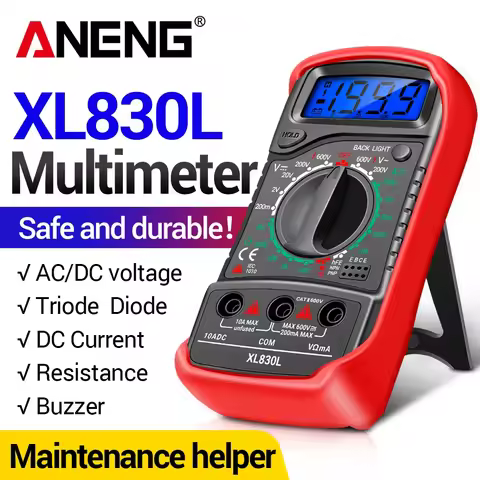 ANENG XL830L AC/DC Multimeter Voltage Meter 1999 Counts Ammeter Mini hFE Transistors Tester Ohm Meas