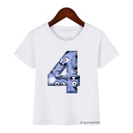 2026New Funny Grizzly Bear Lemming Cartoon 2-9 Number Print Kids T Shirt Children Happy Birthday Pre
