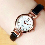 Fashionable Luxury Bezoar Small Round Disc Ultra-Light Thin Strap Women's Quartz Watch