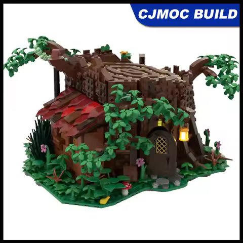 1220 Pieces MOC Forest Cottage Hut Architecture Tree Root Tree House Building Block DIY Assembling B
