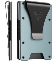 Slim Minimalist Wallet for Men with Money Clip - 15 Credit Card Holder RFID Wallet for Men - Front P