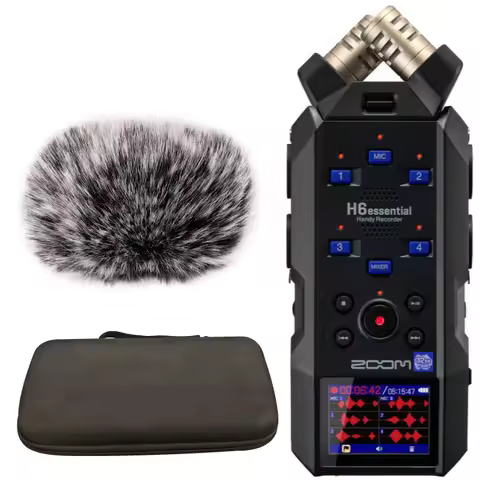 ZOOM H6essential Stereo Handheld Recorder Bundle with Furry Microphone Windscreen and Accessory Pack