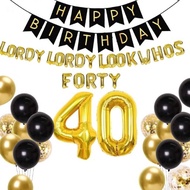 (SG Seller) 40th Birthday Decoration, 40th Birthday Balloon, Decoration Set Decor Kit, Black and Gol