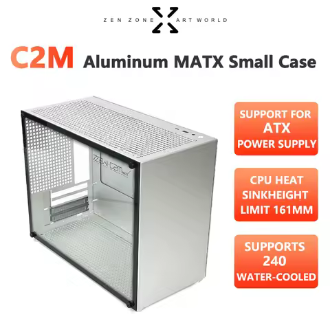 ZZAW C2M All Aluminum MATX Case ATX Power Supply 240 Water-cooled Type-C Interface Game Assembly Com