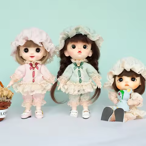 Kawaii Ob11 European style Dolls baby clothes With retro lace suit For Ob11,Molly, Gsc,1/12 Bjd,Body