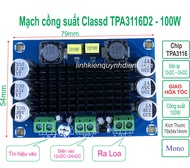 Mạch khuếch đại công suất TPA3116D2 Mono Công suất 100W Class D Sử dụng nguồn 12-24VDC