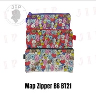 Pocket File Folder Zipper Stationery Pencil Case B6 BT21
