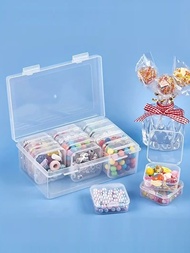 12入組/盒塑膠透明收納盒附鉸鏈蓋、珠子收納容器、矩形透明收納盒適合 DIY 工藝品、珠寶配件、小物品