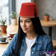 VALENTINE1 Felt Fez Cap, Round Moroccan Hat Tarboosh Fez Hat, Universal Breathable Red Color Ottoman