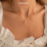 CARLIDANA | สร้อยคอหรูหราแบบมินิมอลพวงกุญแจคริสตัลทรงสี่เหลี่ยมติดตั้งด้วยชุดกริ่งไทเทเนียมสตีล IPG 