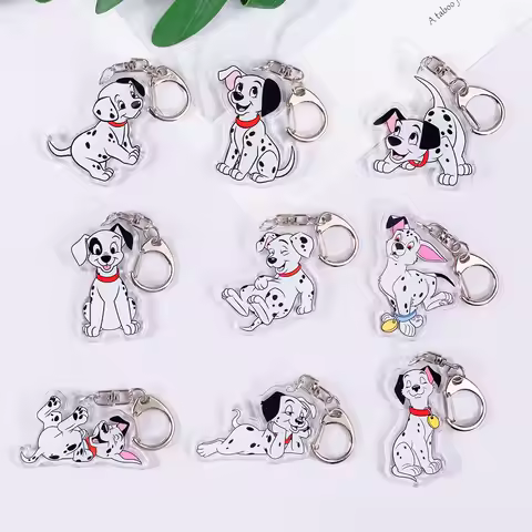 Disney 101 Dalmatians Cute Car Keychain Accessories Funny Acrylic Bag Charm Backpack Pendant Creativ