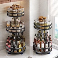 360Round Kitchen Seasoning Rack for Oil, Salt, Sauce, and Vinegar, Rotating Countertop Storage Rack,
