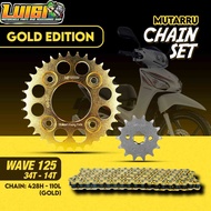 MUTARRU CHAIN SET HEAVY DUTY GOLD SERIES FOR HONDA WAVE 125 / WAVE 100 / XRM 125 / RS 125 / XRM 110