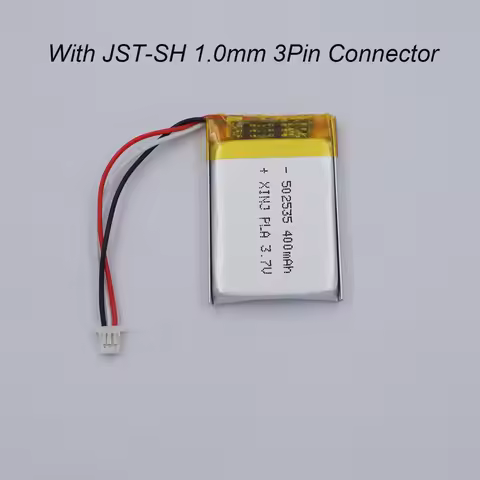 3.7V 400mAh 1.48Wh Rechargeable Li-Polymer Li-ion Battery 502535 JST-SH 1.0mm 3Pin For GPS Headsets 