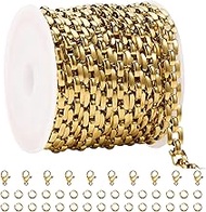 9.8 Feet Gold Chain for Jewelry Making Stainless Steel Chain Bulk Square Jewelry Making Findings