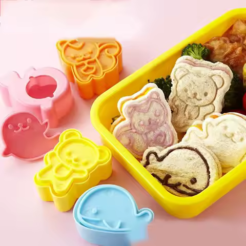 ·New4Pcs Cute Sandwich Cookie Mold Cutters Cookie Cake Decorating Moulds Mini Sandwich Die Rice Ball