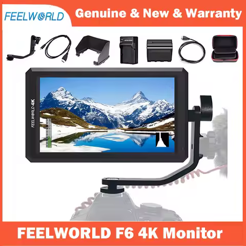 FEELWORLD F6 5.7 Inch FHD IPS On Camera 4K HDMI Monitor with Swivel Arm and 8V DC Power Output with 