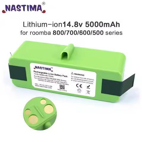 NASTIMA Upgrade 14.8V 14.4V 5000mAh Lithium-ion Battery for iRobot Roomba 800 700 600 Series 895 890