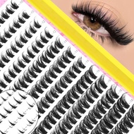 GROINNEYA Voluminous Lash C Curl Cat EyeWispy Eyelash Clusters with Spikes Cluster Eyelash Extension