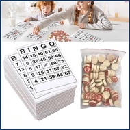 Bingo Card Large Size 40 Pieces Bingo Card With 75 Pieces Wooden Chess Bingo Card Toys