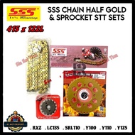 [415 SSS GOLD] RXZ Y125 LC135 SRL 415 Sprocket Set & Chain 3In1 Heavy Duty Sprocket & SSS RACING HAL