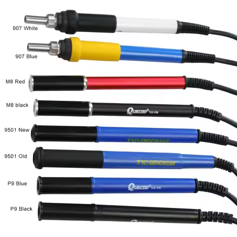 QUECOO 4pin Aluminum M8 Plastic 9501 907 P9 Soldering Iron Handle For T12-952/942/956 Temperature Di
