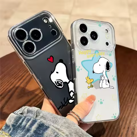 Phone Case For IPhone 16 17 Pro Max 15 11 13 14 Pro Max Plus 17 Air 12 Mini 16E Clear Trendy Snoopy 
