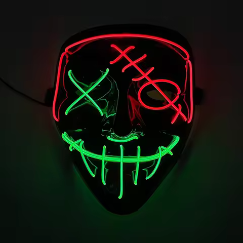 Horror Glowing Luminous Mask For Halloween Props LED Light Up Mask Adult Scary Neon Face Mask Mascar