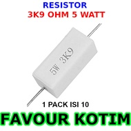 RESISTOR 3.9K OHM 3K9 5 WATT 5 PERCENT R 5W 1 PACK CONTAINS 10 FVKOTIM CHALK