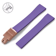 CTS Fluorubber สายนาฬิกา16/18/19/20/21/22Mm FKM สายสายนาฬิกาหัวเข็มขัดสีโรสโกลด์ผีเสื้อปล่อยอย่างรวด