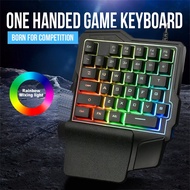 Single Hand Gaming Keyboard RGB 35 Keys Key Board Kibor Kibord Kibot Lampu Backlight Warna Warni PC
