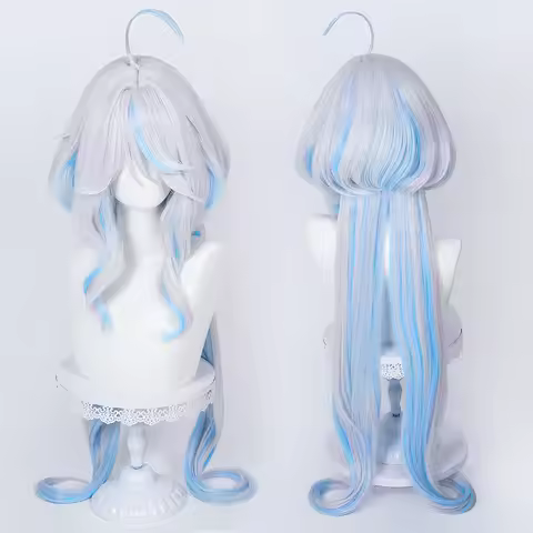 Game Genshin Impact Furina Focalors Cosplay COSTUME Adult Unisex Wigs Synthetic Long Straight Wig Ha