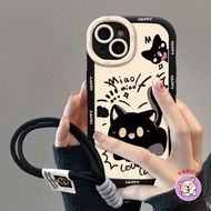 Cute black cat lanyard Phone Case For IPhone 16Pro Max girl 11 12 13Pro Max 14Plus 15Pro XR XS Max 7