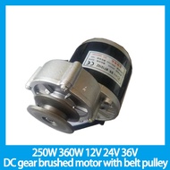 【Fufan Product】 250w 350w 12v 24v 36v Dc Gear Brushed Motor With Belt Pulley Brush Motor Electric Tr