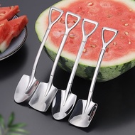 《 𝗦𝗠𝗢𝗢𝗧𝗛 𝗣𝗢𝗟𝗜𝗦𝗛𝗘𝗗 》Stainless Steel Coffee Spoon Shovel Shape Coffee Dessert Fruit Teaspoon Tableware