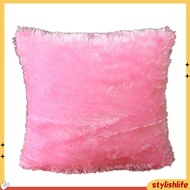 [stylishlife]  43x43cm Soft Plush Solid Color Throw Pillow Case Cushion Cover Home Sofa Decor