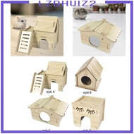 [Lzdhuiz2] Hamster Wooden House, Hamster Hideout Platform, Landscaping Accessories, Wooden