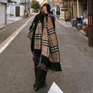 Burberry 經典格紋提花灰拼色雙面斗篷 披肩圍巾絲巾 Shawl Scarf（香港免運·預購7工作日發貨）
