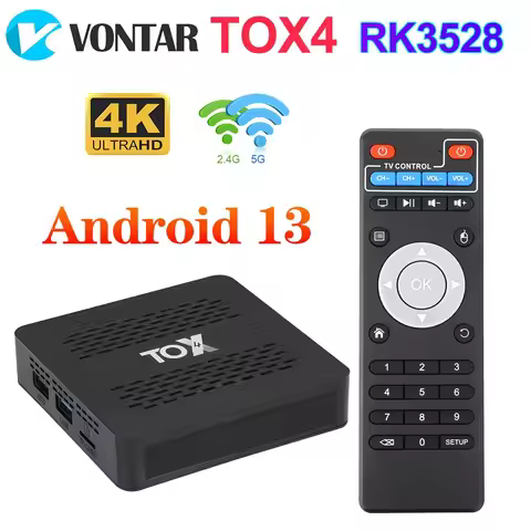 TOX4 Android 13 Smart TV Box 4GB 32GB RK3528 Dual Wifi 1000M LAN BT5.0 Support H.265 4K DLNA HDR10 M