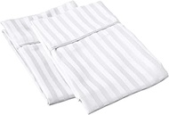 500 Thread Count Luxury 2 PC Pillow Cases German/Extra Large Square 31" x 31"(Inches) -White Stripe.