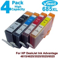 【Malay Spot】 Vileed 4 Pack 685 685Xl Bk C M Y For Hp Full Set Print Ink Cartridge Cz121aa Black + Cz