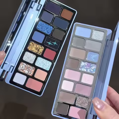 Qianyan Eyeshadow Palette Cheeryep Matte Powder Glitter Shadow Chameleon Pearlescent Flash Plate Cow