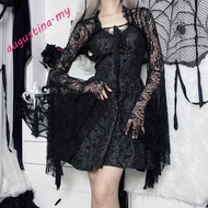 AUGUSTINA Gothic Floral Mesh Blouse - Black, Casual Beach Wear